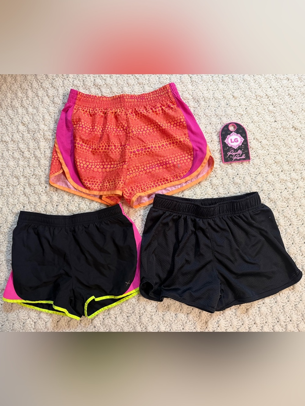 Girls' Active Running Shorts - Orange Pink Contrast
